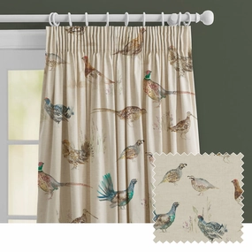 Game Birds Printed Made to Measure Curtains Linen patterned fashion rug  