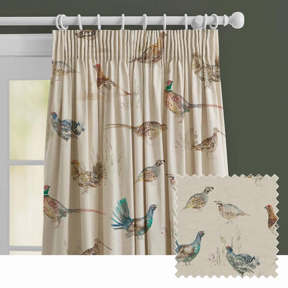 Game Birds Printed Made to Measure Curtains Linen patterned fashion rug  