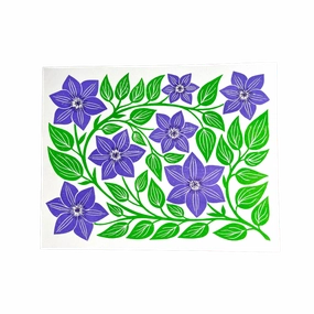Garden Series: Clematis Risograph Print framed wall decor