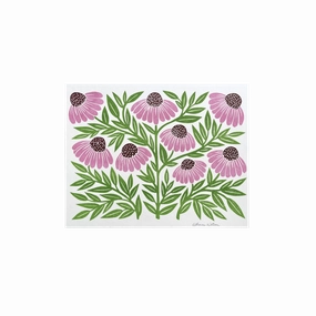 Garden Series: Echinacea Risograph Art Print framed wall decor