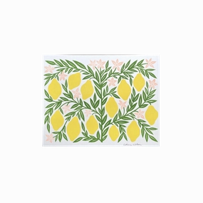Garden Series: Lemons Risograph Art Print framed wall decor