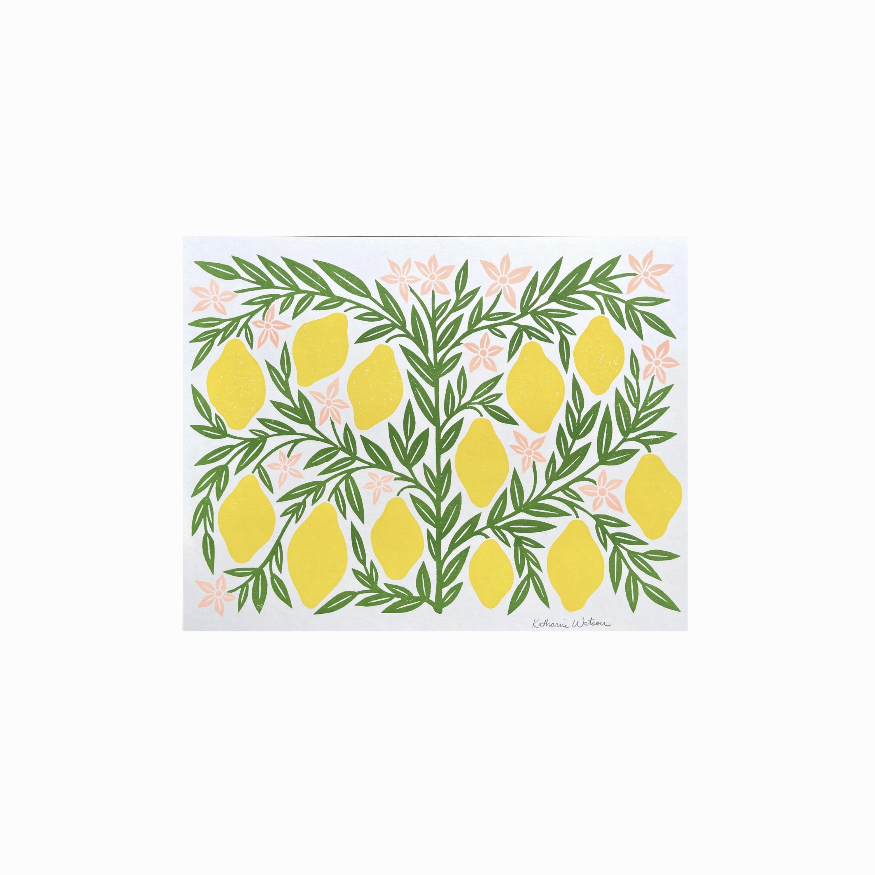 Garden Series: Lemons Risograph Art Print framed wall decor