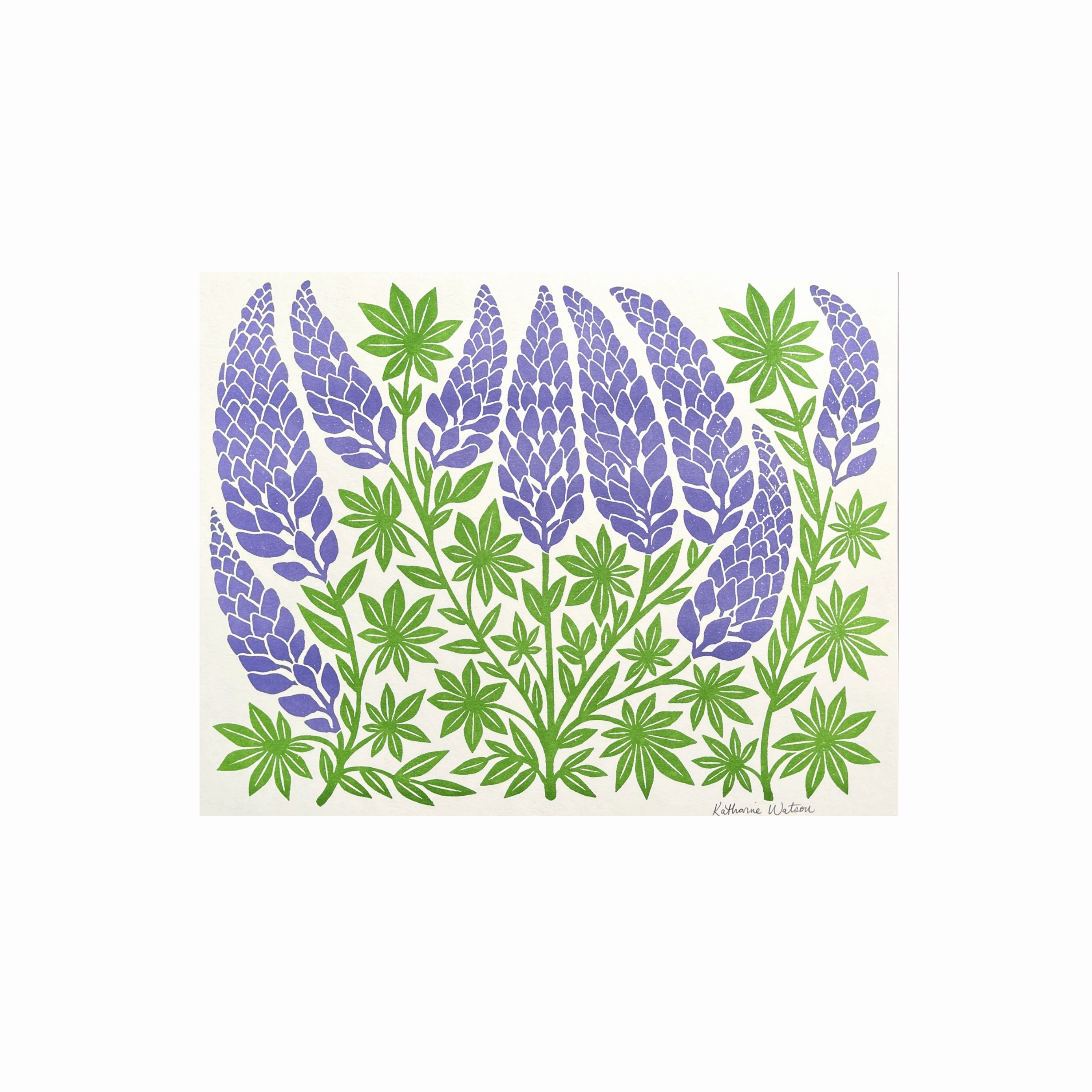 Garden Series: Lupines Risograph Print framed wall decor