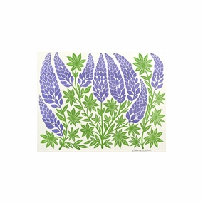 Garden Series: Lupines Risograph Print framed wall decor