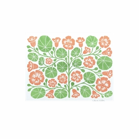 Garden Series: Nasturtium Risograph Art Print framed wall decor