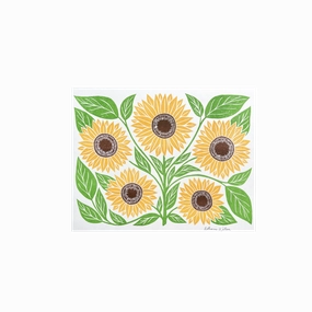 Garden Series: Sunflower Risograph Art Print framed wall decor
