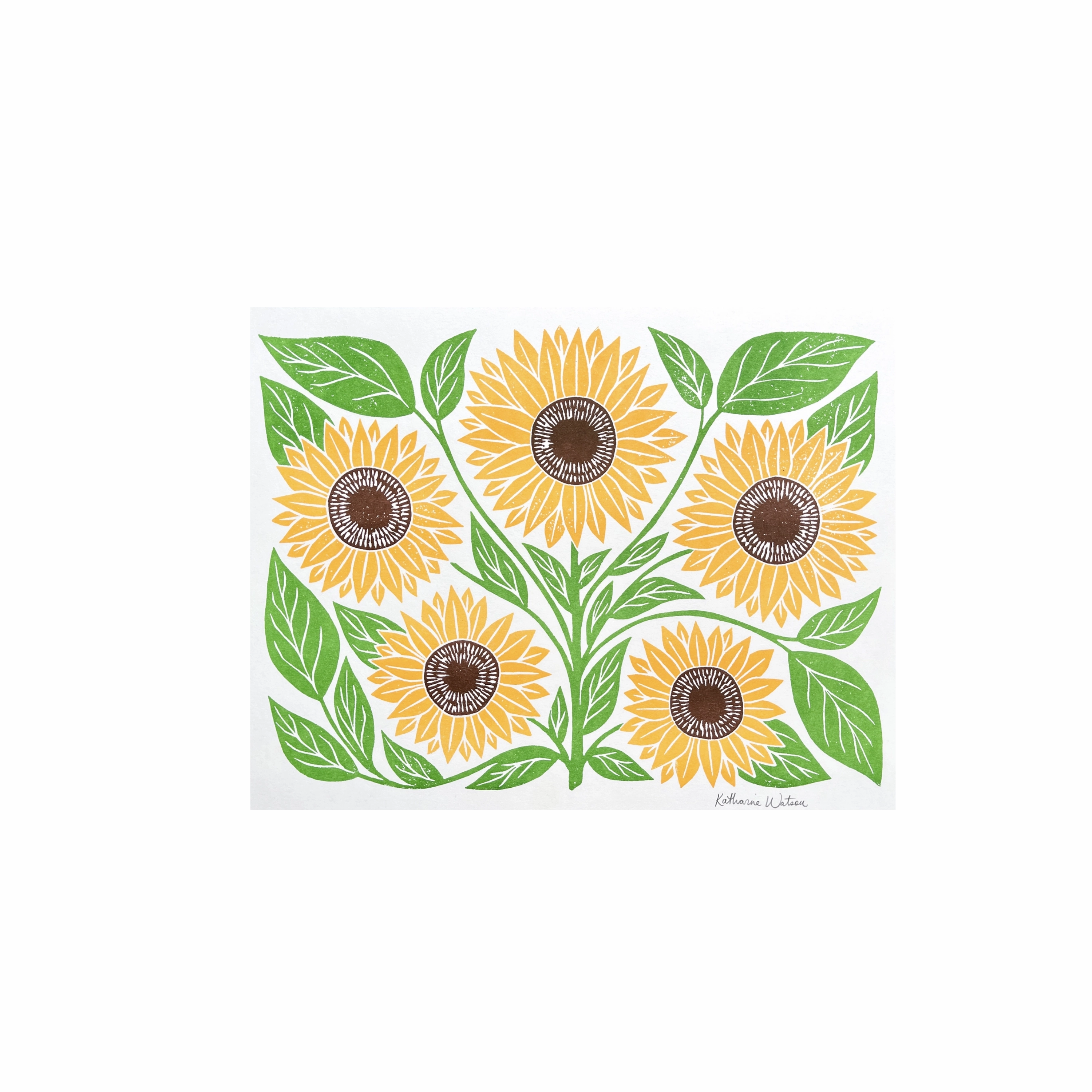 Garden Series: Sunflower Risograph Art Print framed wall decor