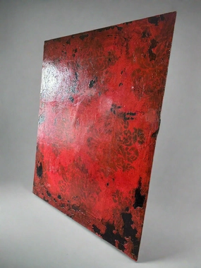 GIANT RED AND BLACK MODERN PAINTING SIGNED AS FOUND classic mural painting