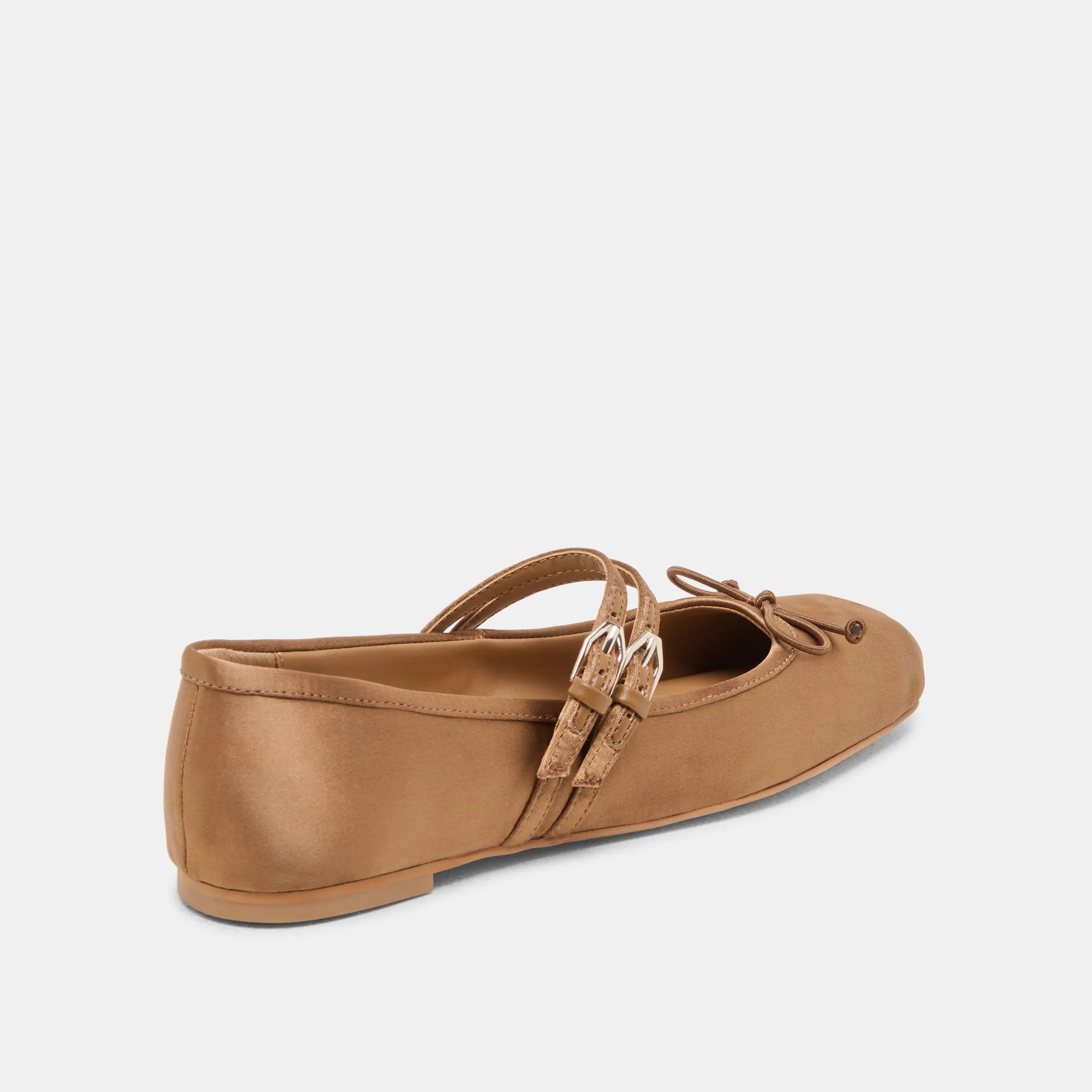 GIBSEN BALLETTFLATS MITTELBRAUN SATIN