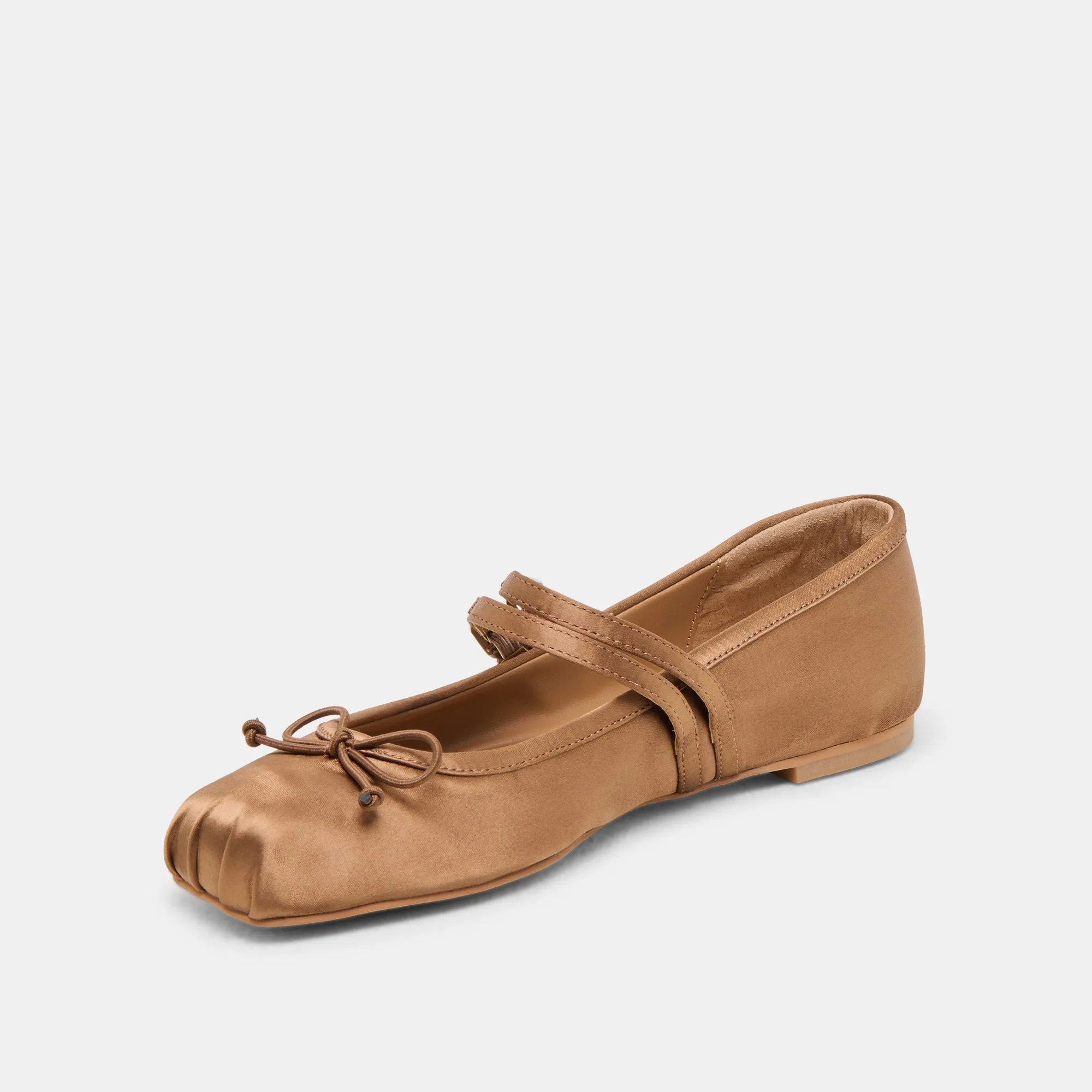 GIBSEN BALLETTFLATS MITTELBRAUN SATIN