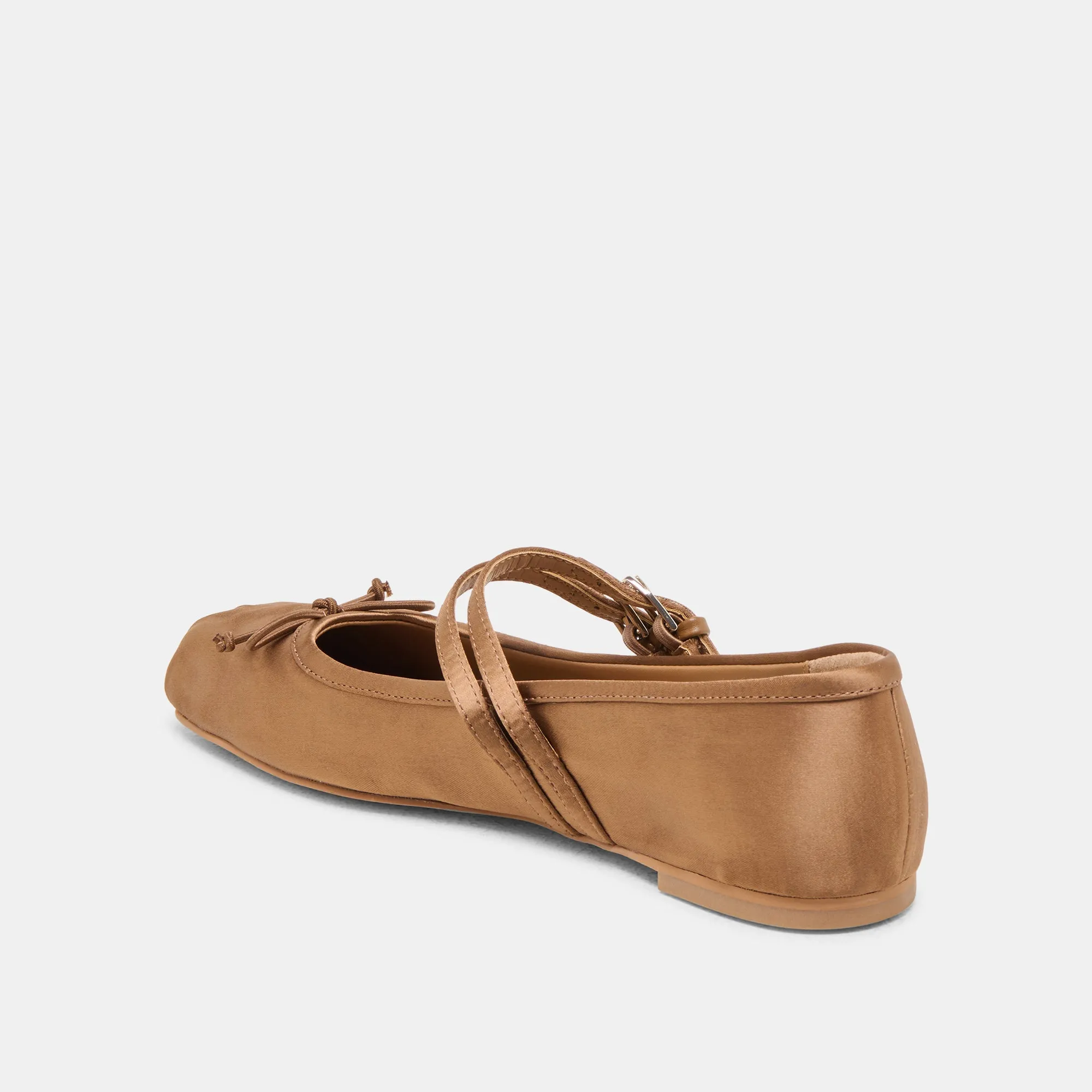 GIBSEN BALLETTFLATS MITTELBRAUN SATIN