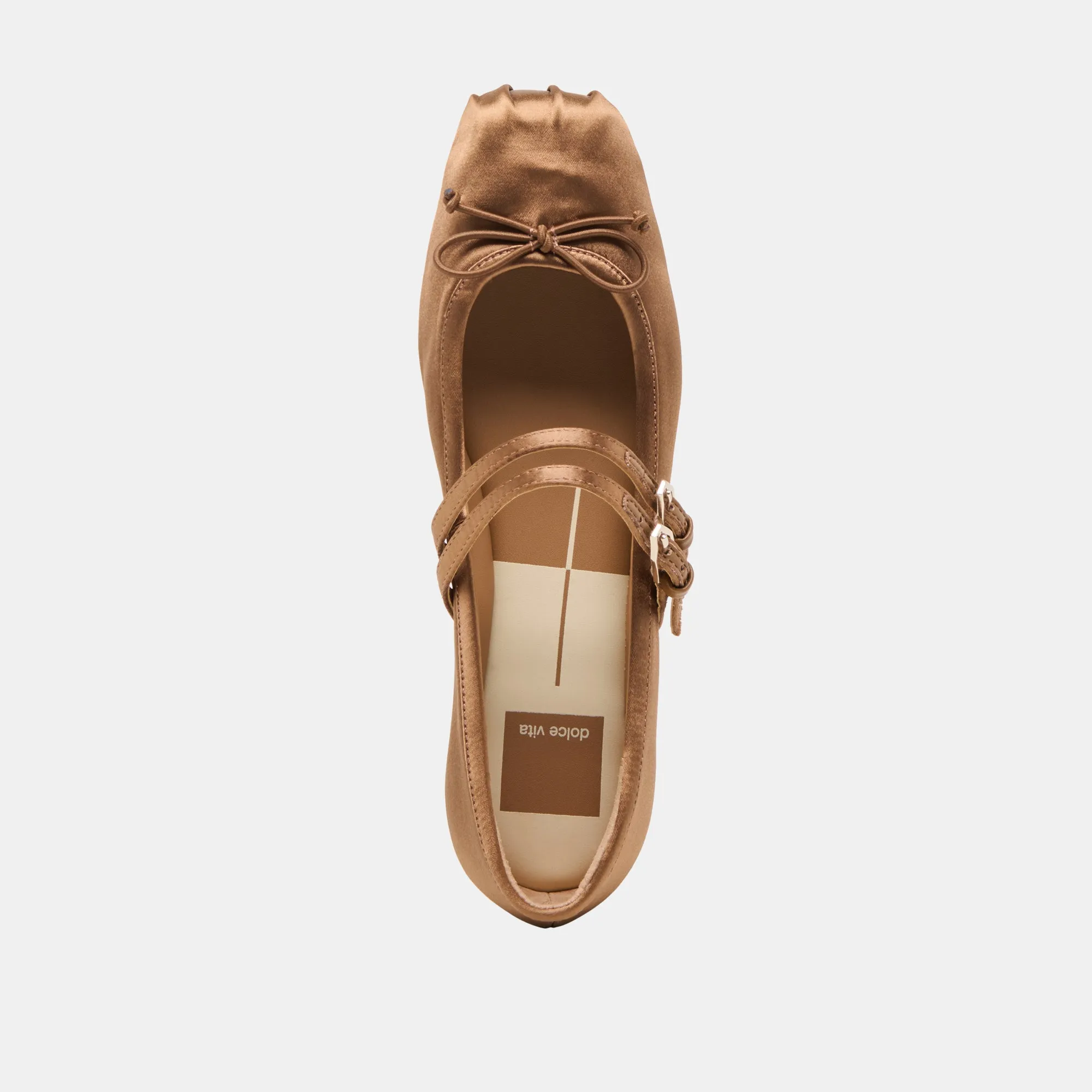 GIBSEN BALLETTFLATS MITTELBRAUN SATIN