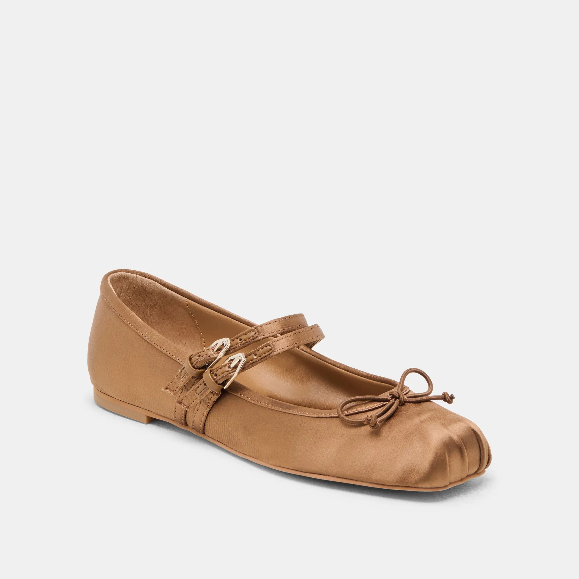 GIBSEN BALLETTFLATS MITTELBRAUN SATIN