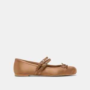GIBSEN BALLETTFLATS MITTELBRAUN SATIN