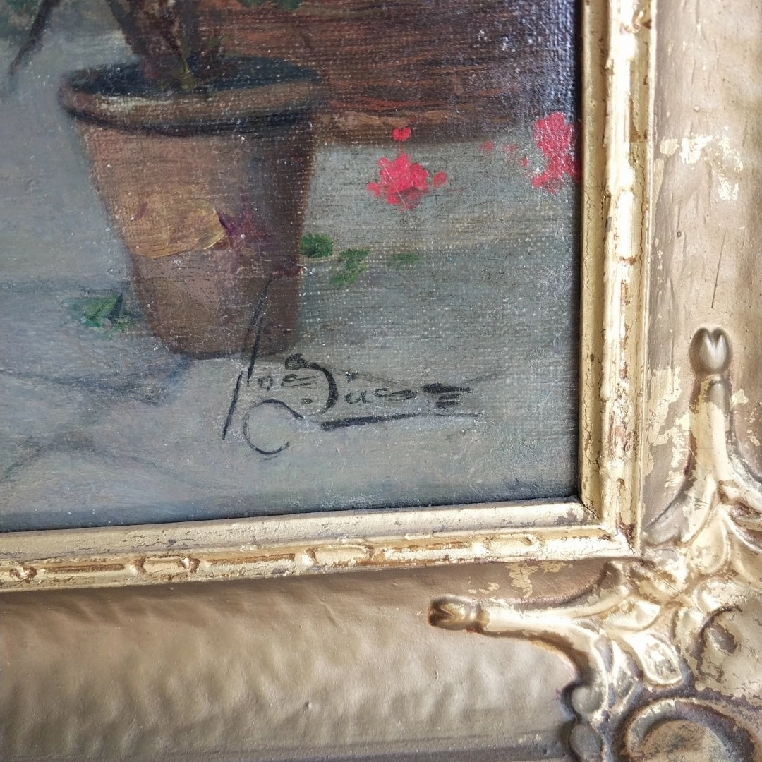 GILT FRAMED ITALIAN OIL PAINTING OF A YOUNG DEMUR LADY  SIGNED