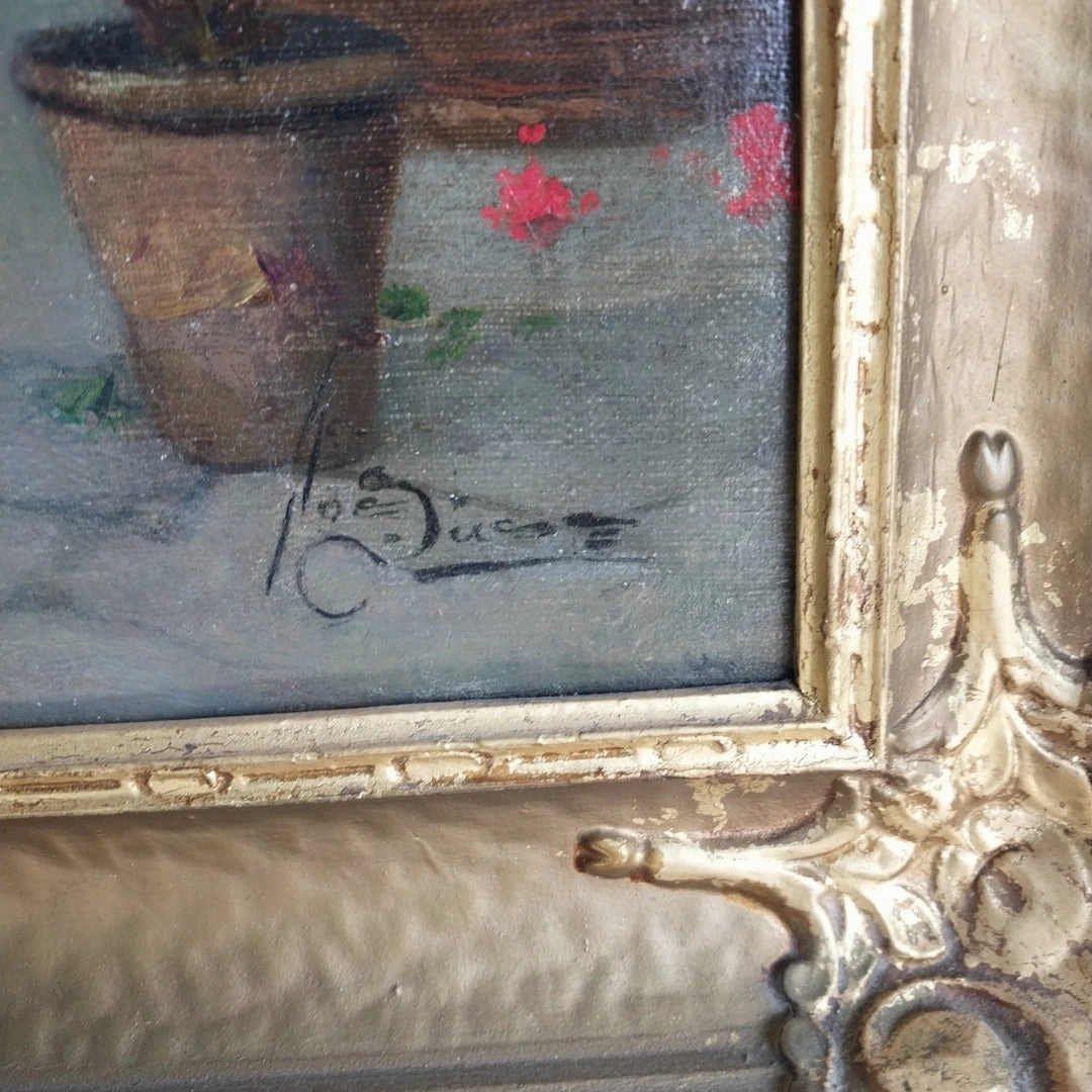 GILT FRAMED ITALIAN OIL PAINTING OF A YOUNG DEMUR LADY  SIGNED