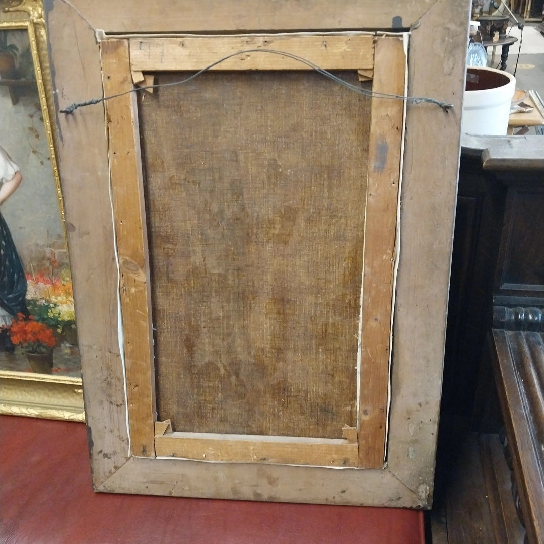GILT FRAMED ITALIAN OIL PAINTING OF A YOUNG DEMUR LADY  SIGNED