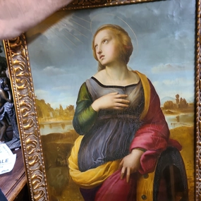 GILT FRAMED OIL PAINTING ON CANVAS OF KATHERINE OF ALEXANDER classic mural painting