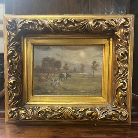 GILT FRAMED PASTURAL COWS PAINTING classic mural painting