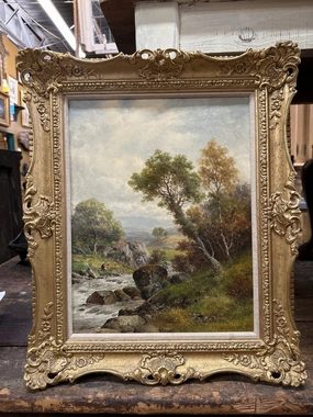 GILT FRAMED VERTICAL OIL PAINTING classic mural painting
