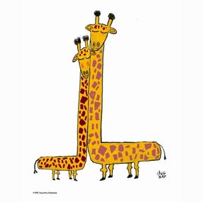 Giraffes Necking Art Print (8.5"x11") framed wall decor