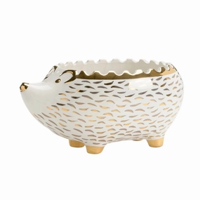 Gold & White Hedgehog Bowl home display ornament