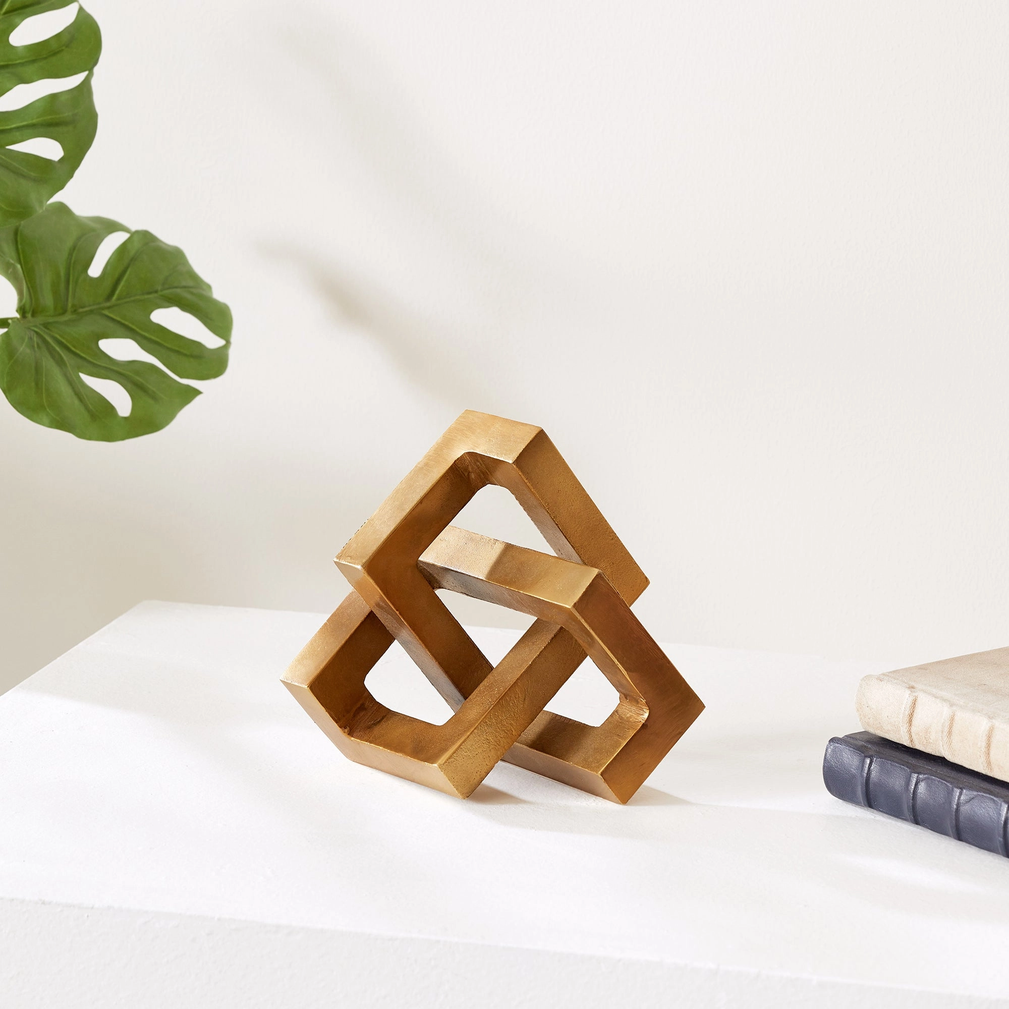 Gold Finish Geometric Key Sculpture