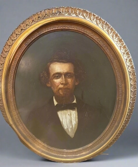 GOLD FRAMED OVAL OIL PAINTING OF A MAN classic mural painting