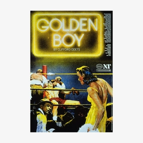 Golden Boy 1984 Print vintage woodcut wallpaper