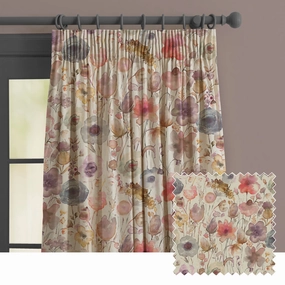 Gospiana Linen Printed Made to Measure Curtains Boysenberry patterned fashion rug  