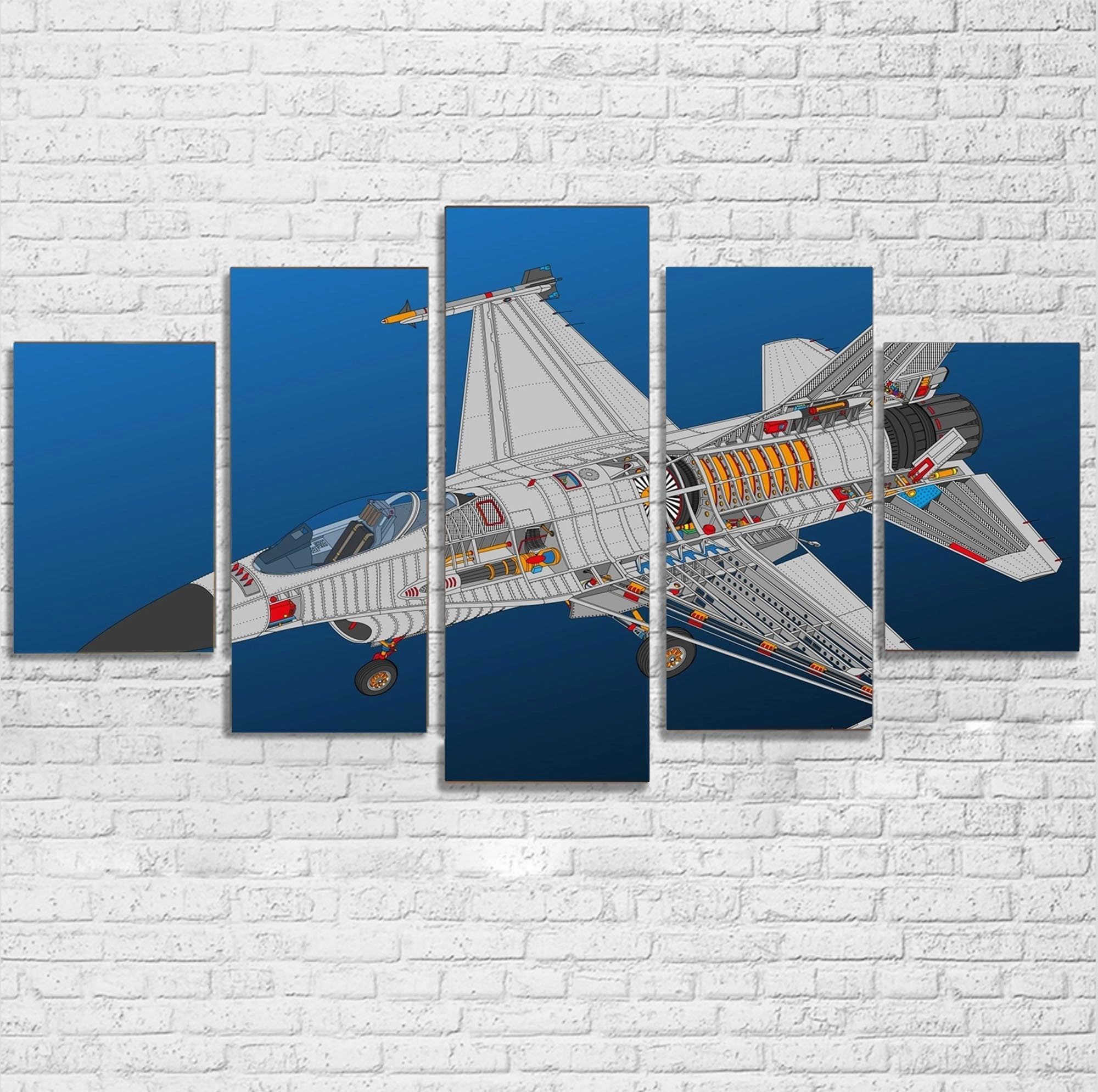 Graphical Fighter Jet 16 Printed Multiple Canvas Poster canvas mural art