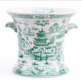 Green and White Porcelain Planter home display ornament