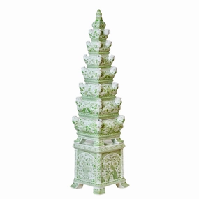 Green and White Tall Porcelain Tulipiere home display ornament