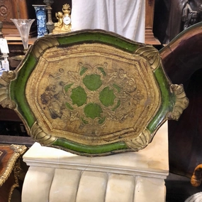 GREEN MEDIUM FLORENTINE TRAY interior room decor