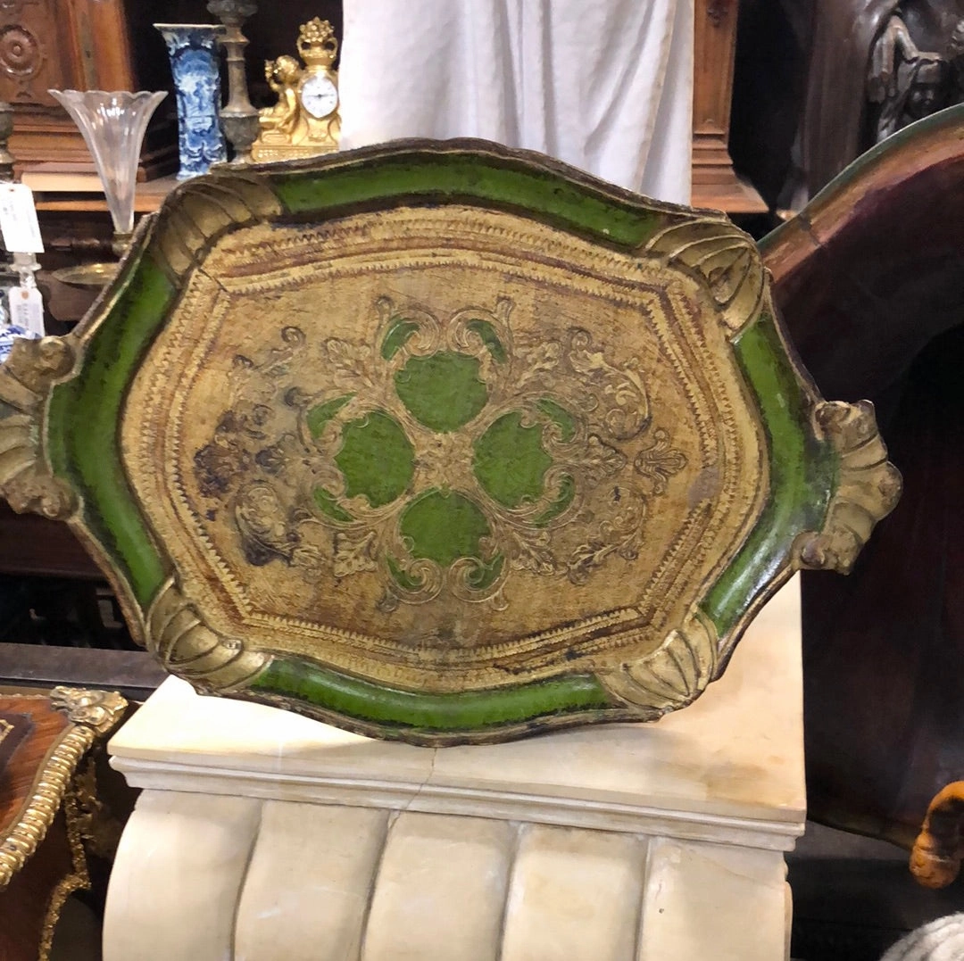 GREEN MEDIUM FLORENTINE TRAY interior room decor
