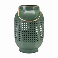 Green Metal Lantern 10.5"D x 11.5"H interior room decor