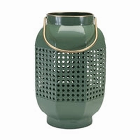 Green Metal Lantern 10.5"D x 11.5"H interior room decor