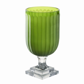 Green Top w/ Clear Base Glass Hurricane home display ornament