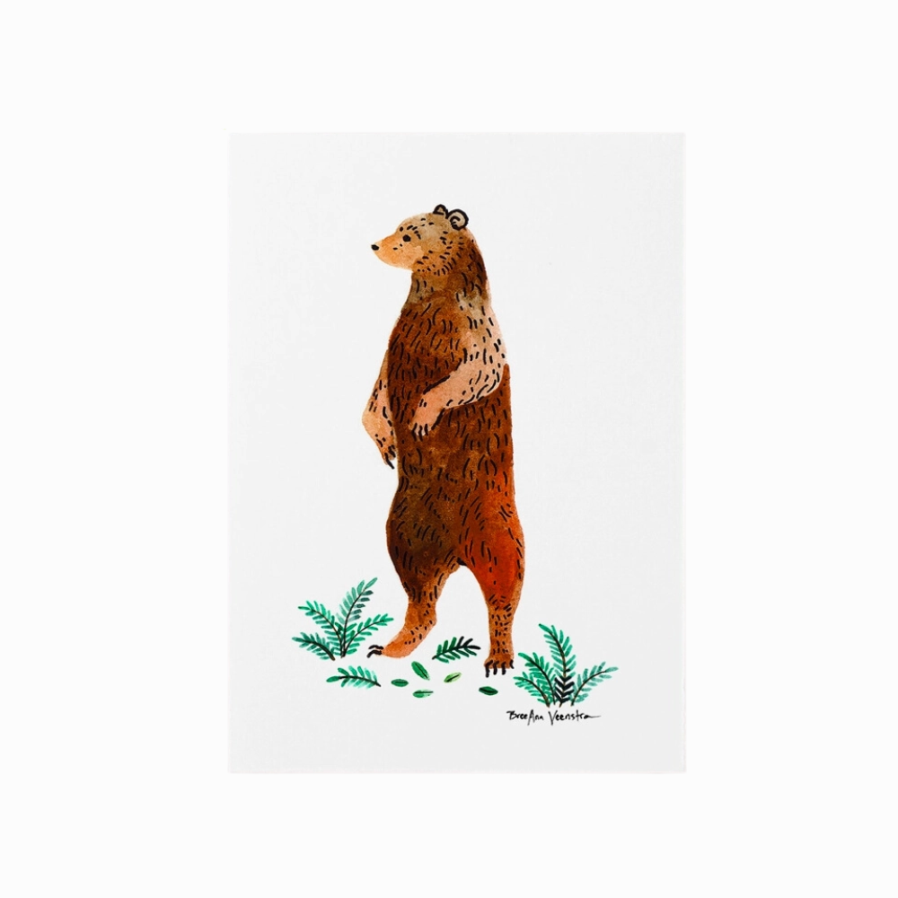 Grizzly Brown Bear Art Print 5x7 framed wall decor