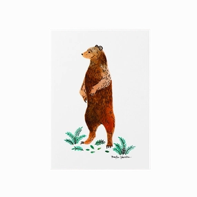 Grizzly Brown Bear Art Print 5x7 framed wall decor