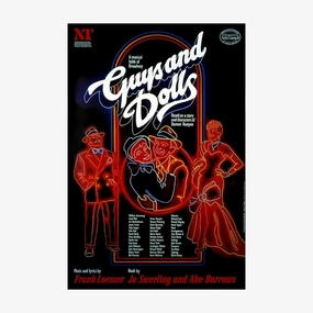 Guys and Dolls 1982 Print vintage woodcut wallpaper