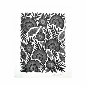 Hand Block Printed Art Print No. 5059 framed wall decor