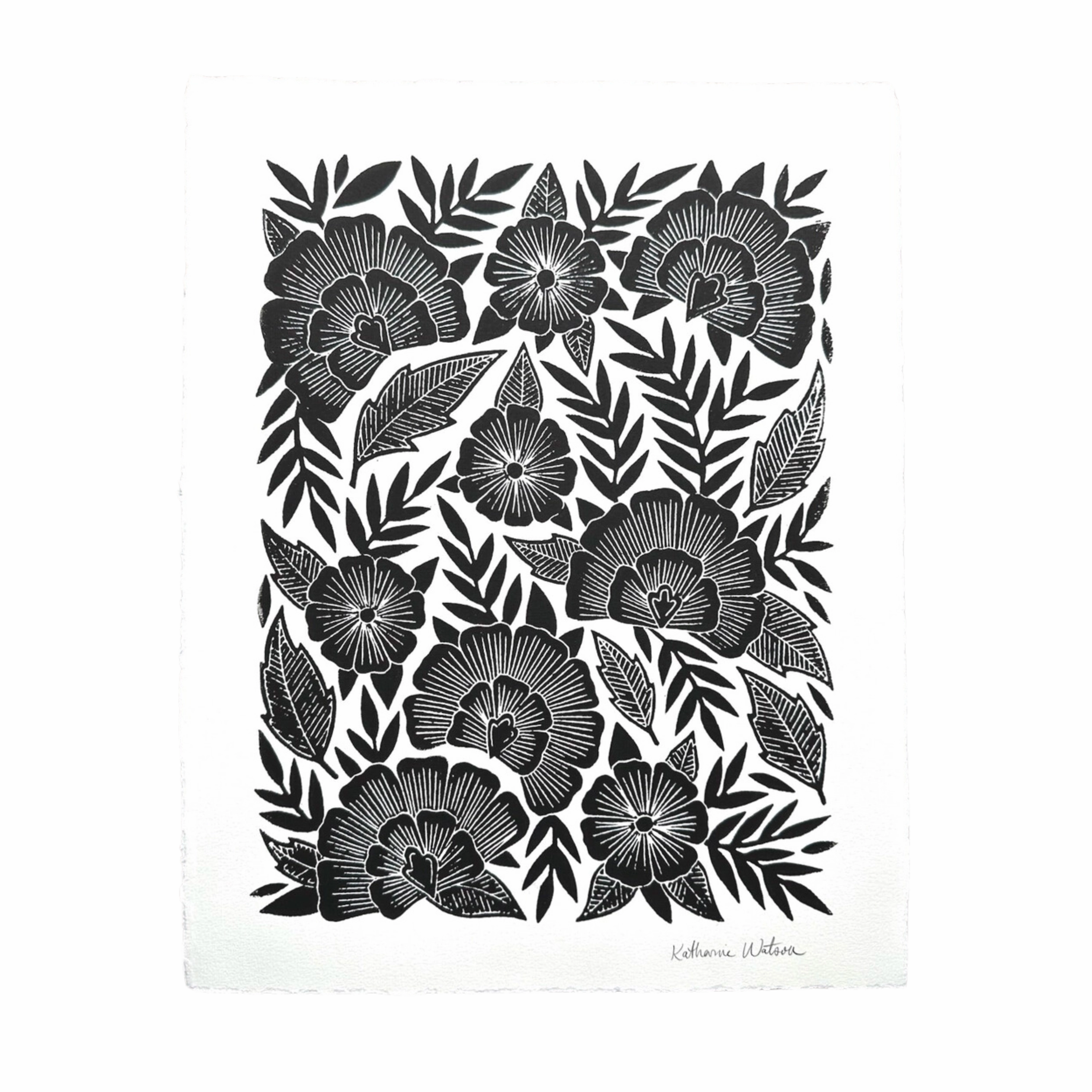 Hand Block Printed Art Print No. 5059 framed wall decor