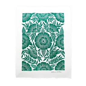 Hand Block Printed Art Print No. 5062 framed wall decor