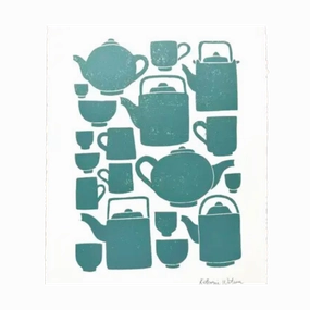 Hand Block Printed Tea Set Art Print No. 2780 framed wall decor