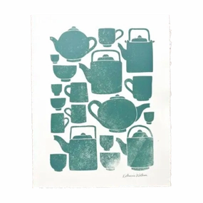 Hand Block Printed Tea Set Art Print No. 2802 framed wall decor