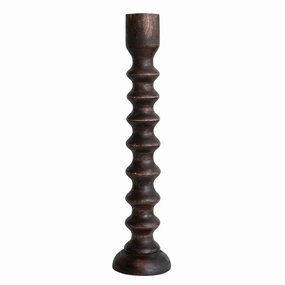 Hand-Carved Mango Wood Taper Holder interior room decor