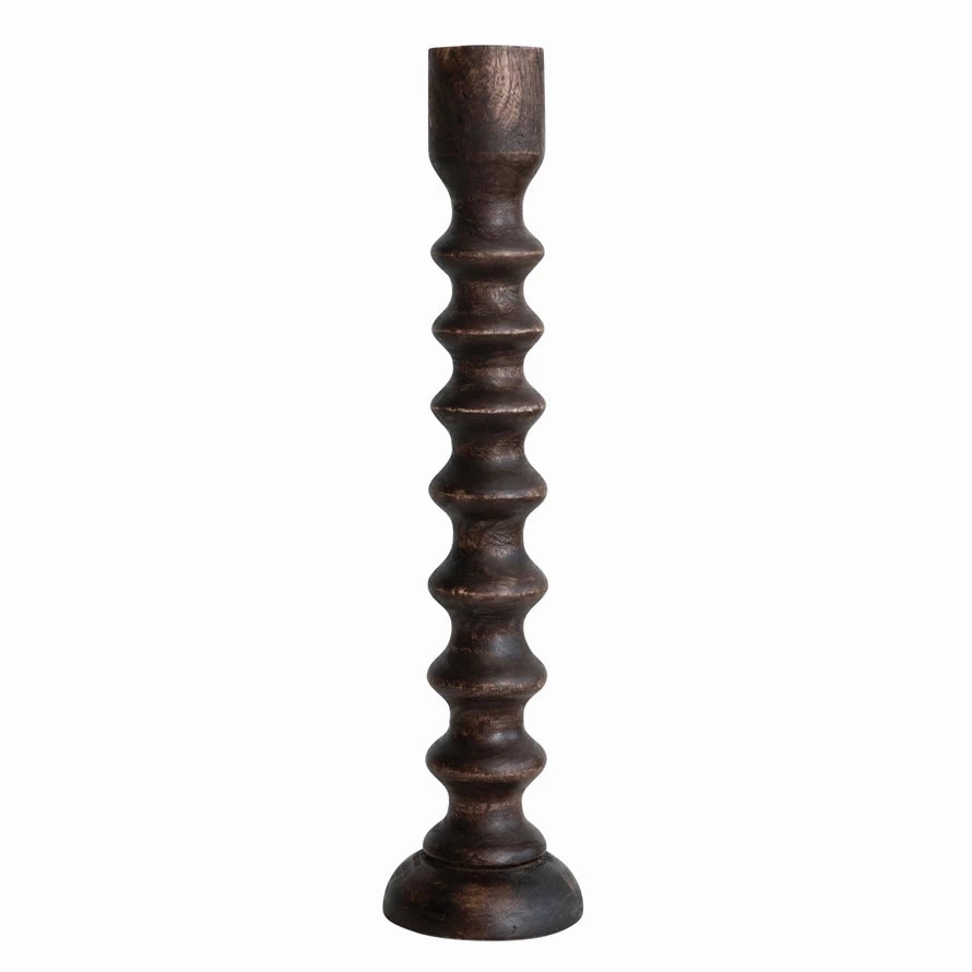 Hand-Carved Mango Wood Taper Holder interior room decor
