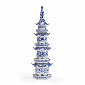 Hand Painted Blue and White Ceramic Decorative Pagoda home display ornament