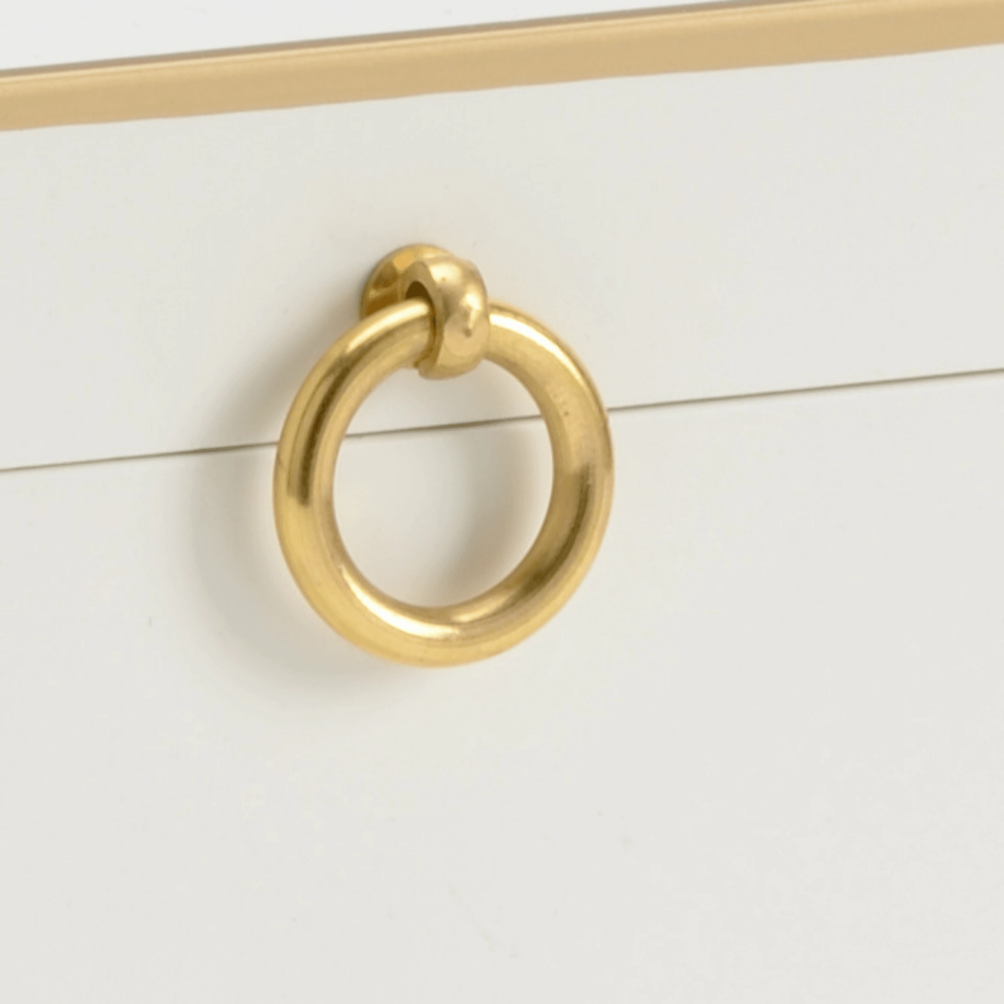 Hand Painted Decorative Storage Box in Cream White with Gold Accents